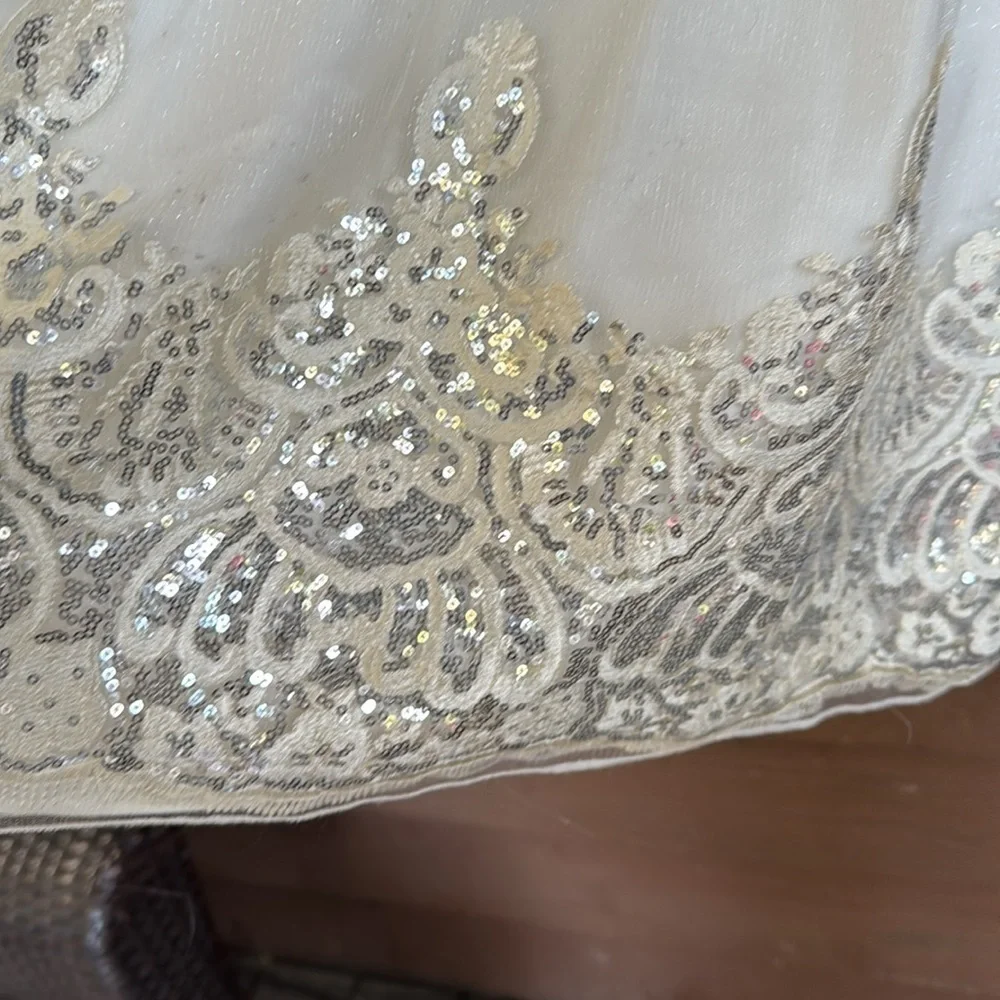 American Princess White and Silver Formal Dress size 7